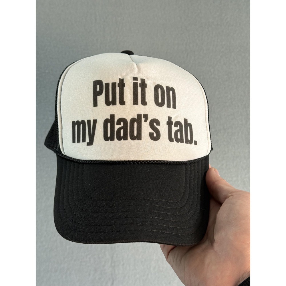 Otto Hat Cap‎ Snap Back Put It On My Dad's Tab  Mens One Size Black Mesh Trucker